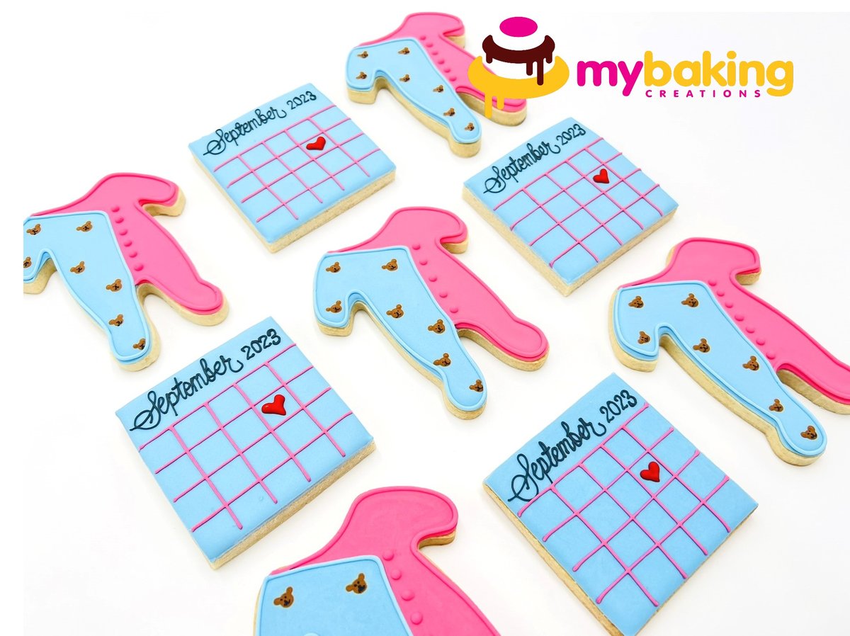 Baby shower calendar themed cookies